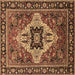 Square Machine Washable Oriental Brown Industrial Rug, wshurb730brn