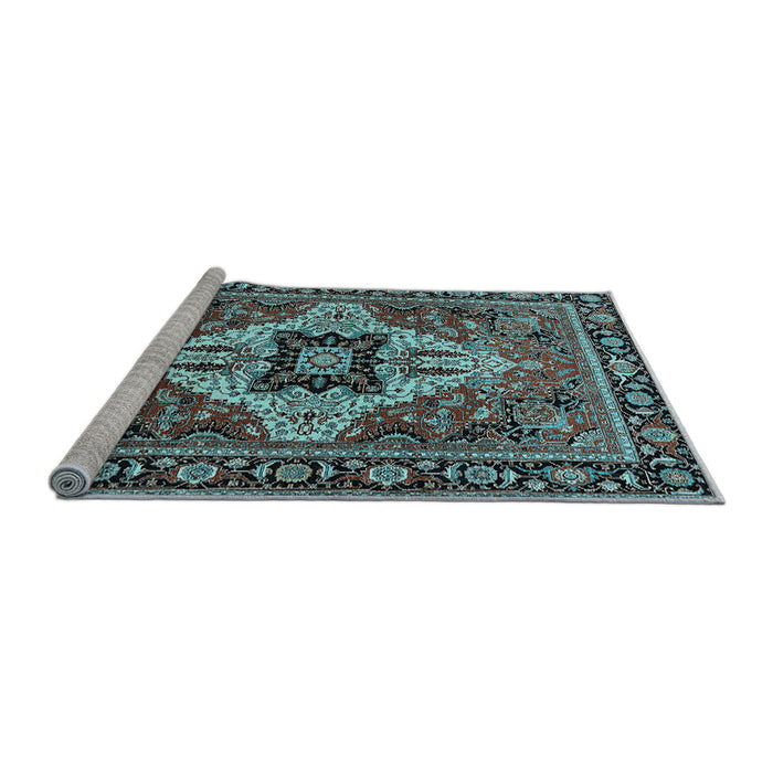 Sideview of Machine Washable Oriental Light Blue Industrial Rug, wshurb730lblu