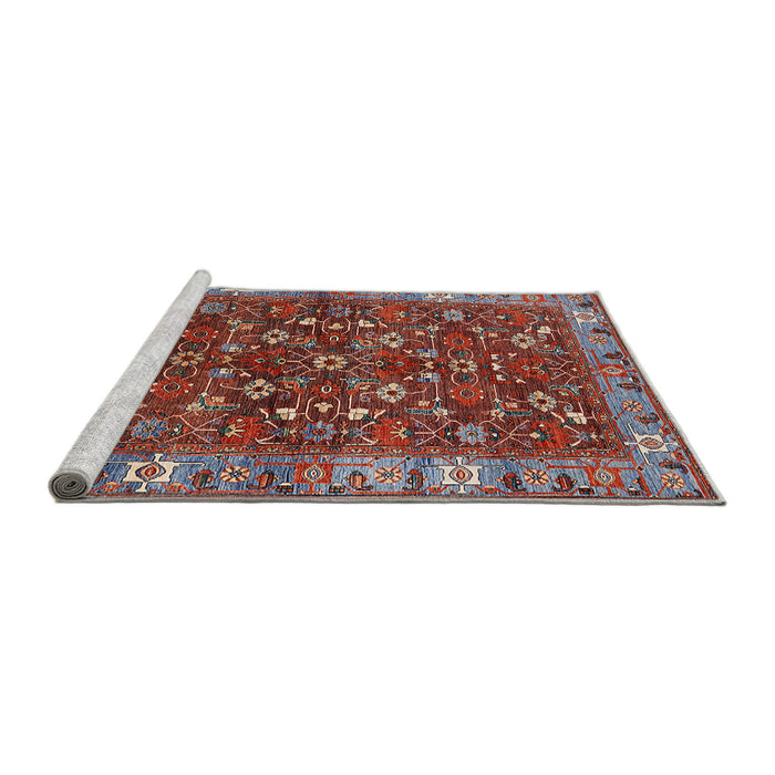 Sideview of Machine Washable Industrial Modern Tomato Red Rug, wshurb731