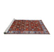 Sideview of Machine Washable Industrial Modern Tomato Red Rug, wshurb731