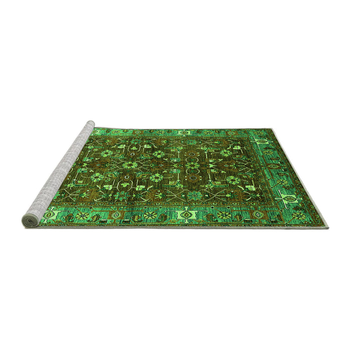 Sideview of Machine Washable Oriental Green Industrial Area Rugs, wshurb731grn
