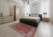 Mid-Century Modern Red Oriental Rug in a Bedroom, urb731