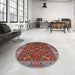 Round Machine Washable Industrial Modern Tomato Red Rug in a Office, wshurb731