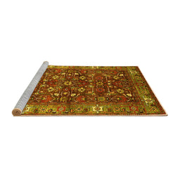 Sideview of Machine Washable Oriental Yellow Industrial Rug, wshurb731yw
