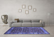 Machine Washable Oriental Blue Industrial Rug in a Living Room, wshurb731blu