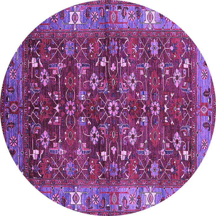 Round Machine Washable Oriental Purple Industrial Area Rugs, wshurb731pur