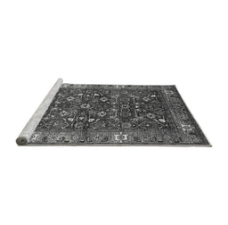 Sideview of Machine Washable Oriental Gray Industrial Rug, wshurb731gry