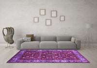 Machine Washable Oriental Purple Industrial Rug, wshurb731pur