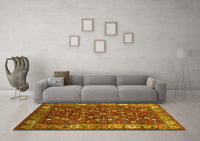 Machine Washable Oriental Yellow Industrial Rug, wshurb731yw