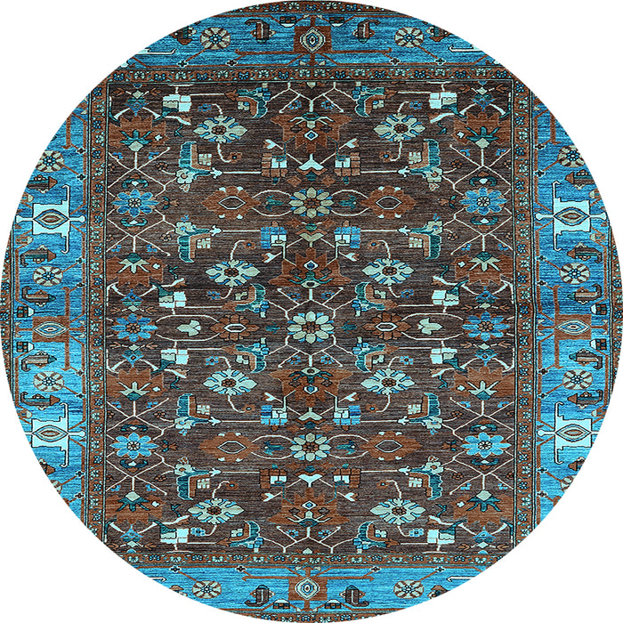 Round Oriental Light Blue Industrial Rug, urb731lblu