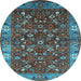 Round Oriental Light Blue Industrial Rug, urb731lblu