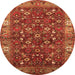 Round Oriental Orange Industrial Rug, urb731org