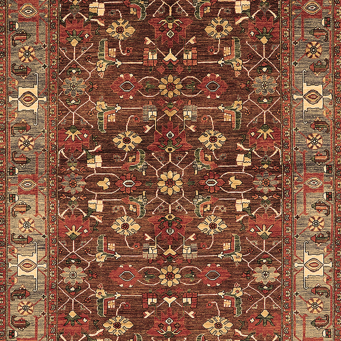 Machine Washable Oriental Brown Industrial Rug, wshurb731brn