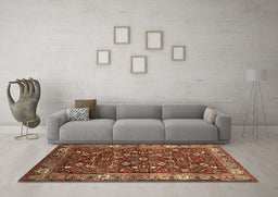 Machine Washable Oriental Brown Industrial Rug in a Living Room,, wshurb731brn
