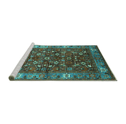 Sideview of Machine Washable Oriental Turquoise Industrial Area Rugs, wshurb731turq