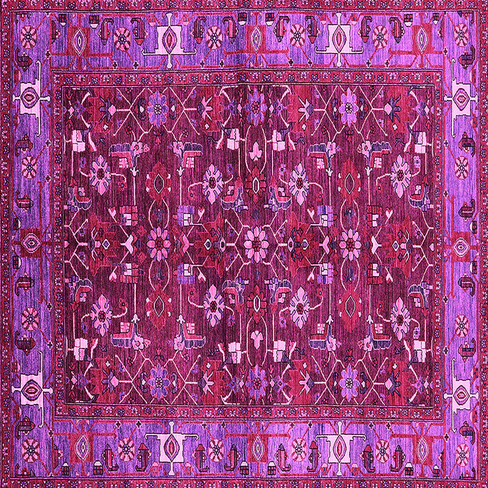 Square Machine Washable Oriental Pink Industrial Rug, wshurb731pnk