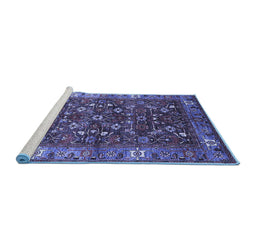 Sideview of Machine Washable Oriental Blue Industrial Rug, wshurb731blu