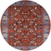 Round Mid-Century Modern Red Oriental Rug, urb731