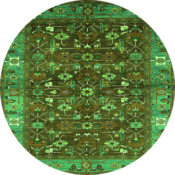 Round Oriental Green Industrial Rug, urb731grn
