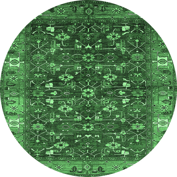 Round Oriental Emerald Green Industrial Rug, urb731emgrn