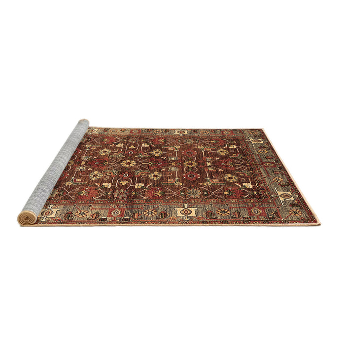 Sideview of Machine Washable Oriental Brown Industrial Rug, wshurb731brn