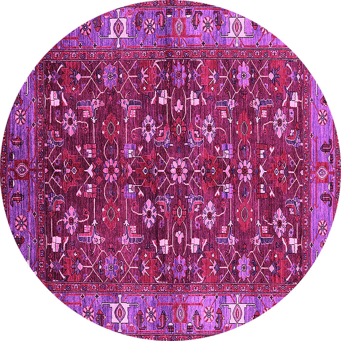 Round Machine Washable Oriental Pink Industrial Rug, wshurb731pnk