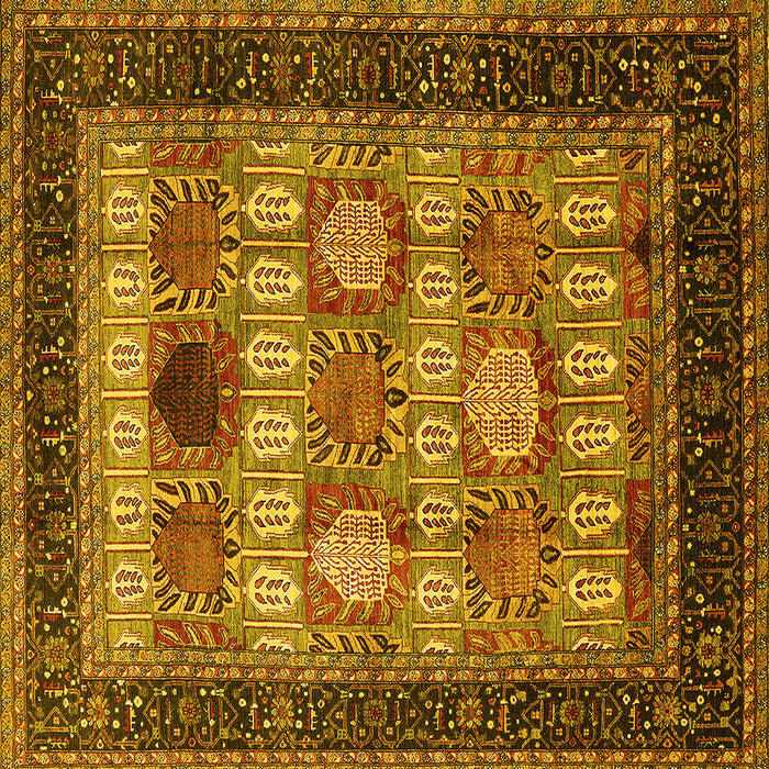 Square Oriental Yellow Industrial Rug, urb732yw