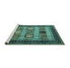 Sideview of Machine Washable Oriental Turquoise Industrial Area Rugs, wshurb732turq