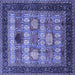 Square Oriental Blue Industrial Rug, urb732blu