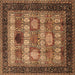 Square Machine Washable Oriental Brown Industrial Rug, wshurb732brn