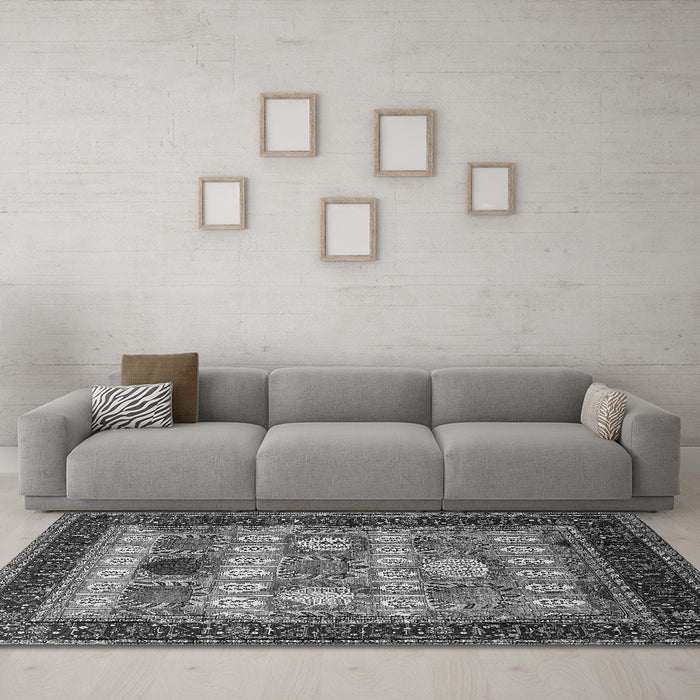 Machine Washable Oriental Gray Industrial Rug in a Living Room,, wshurb732gry
