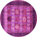 Round Machine Washable Oriental Pink Industrial Rug, wshurb732pnk