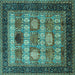 Square Oriental Turquoise Industrial Rug, urb732turq