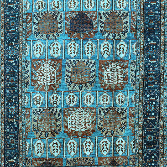 Machine Washable Oriental Light Blue Industrial Rug, wshurb732lblu