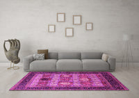 Machine Washable Oriental Pink Industrial Rug, wshurb732pnk