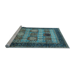 Sideview of Machine Washable Oriental Light Blue Industrial Rug, wshurb732lblu