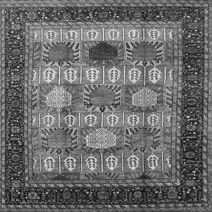 Square Machine Washable Oriental Gray Industrial Rug, wshurb732gry