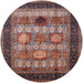 Round Mid-Century Modern Pink Oriental Rug, urb732