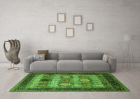 Machine Washable Oriental Green Industrial Rug, wshurb732grn