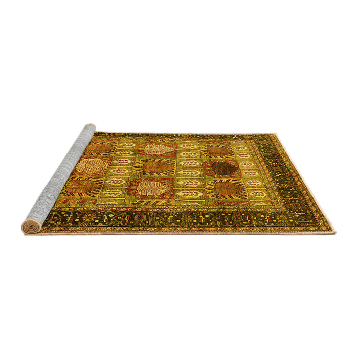 Sideview of Machine Washable Oriental Yellow Industrial Rug, wshurb732yw