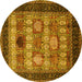 Round Oriental Yellow Industrial Rug, urb732yw