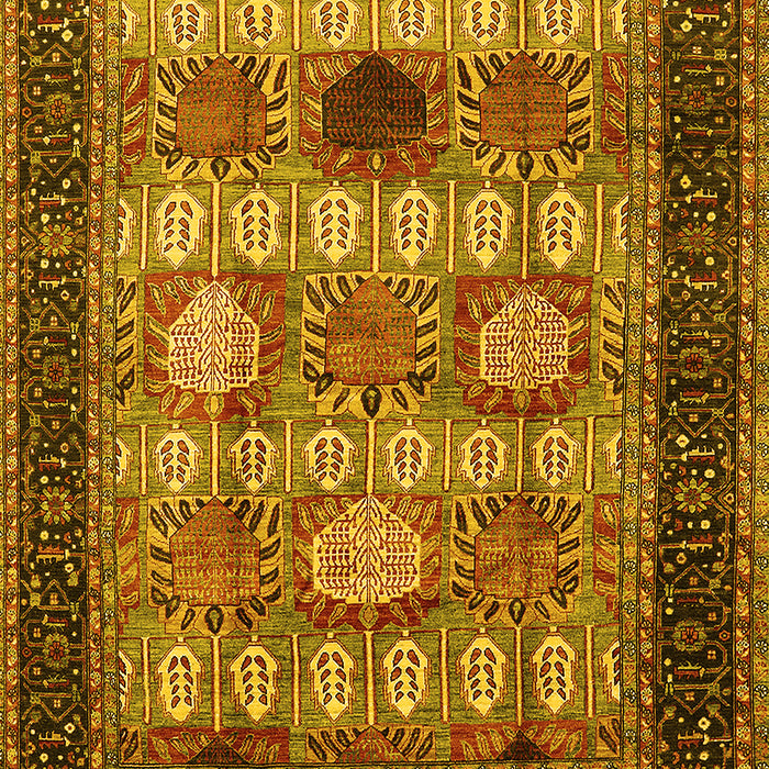 Machine Washable Oriental Yellow Industrial Rug, wshurb732yw