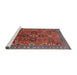 Sideview of Machine Washable Industrial Modern Tomato Red Rug, wshurb733