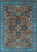 Machine Washable Oriental Light Blue Industrial Rug, wshurb733lblu