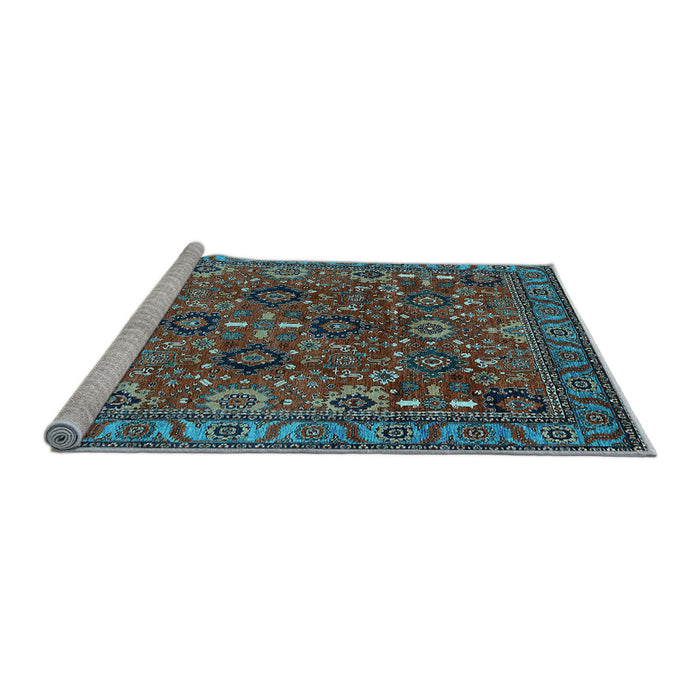 Sideview of Machine Washable Oriental Light Blue Industrial Rug, wshurb733lblu