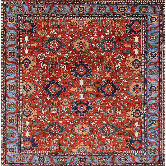 Square Mid-Century Modern Red Oriental Rug, urb733