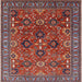 Square Mid-Century Modern Red Oriental Rug, urb733