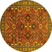 Round Oriental Yellow Industrial Rug, urb733yw