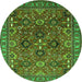 Round Oriental Green Industrial Rug, urb733grn