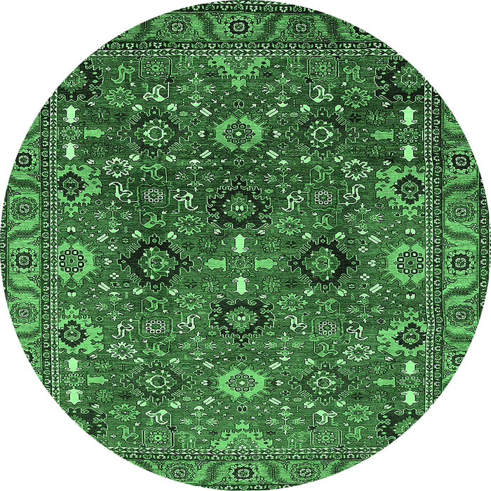 Round Oriental Emerald Green Industrial Rug, urb733emgrn